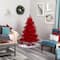 5ft. Pre-Lit Red Flocked Fraser Fir Artificial Christmas Tree with Red Lights